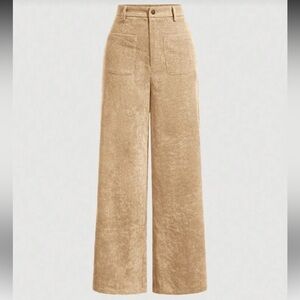 Women's Tan Wide-Leg corduroy pants